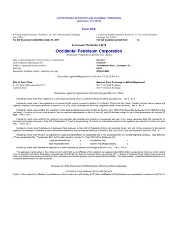 Thumbnail Occidental Petroleum 10-K Annual Report 2011