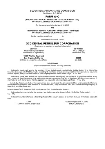 Thumbnail Occidental Petroleum 10-Q Quarterly Report FY2012 