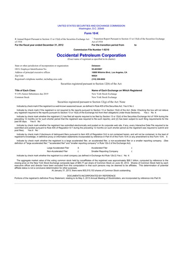 Thumbnail Occidental Petroleum 10-K Annual Report 2012