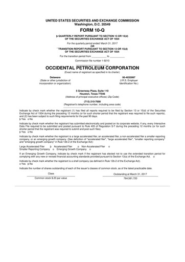 Thumbnail Occidental Petroleum 10-Q Quarterly Report FY2017 