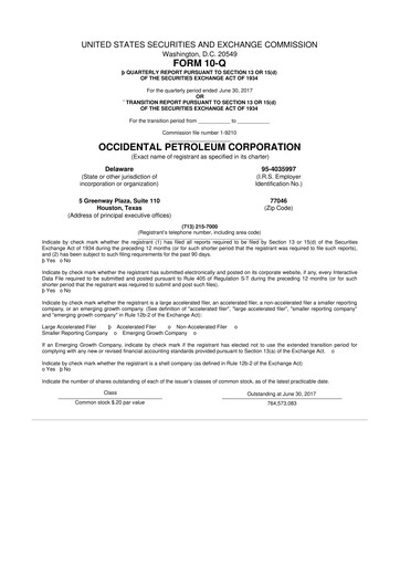 Thumbnail Occidental Petroleum 10-Q Quarterly Report FY2017 