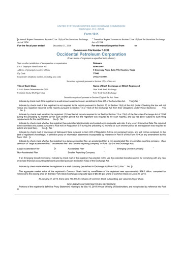 Thumbnail Occidental Petroleum 10-K Annual Report 2018