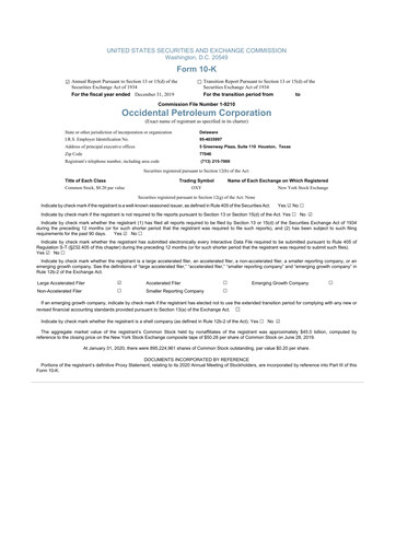 Thumbnail Occidental Petroleum 10-K Annual Report 2019