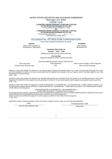 Thumbnail Occidental Petroleum 10-Q Quarterly Report FY2020 