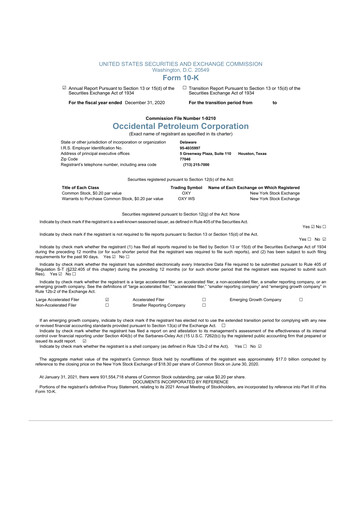 Thumbnail Occidental Petroleum 10-K Annual Report 2020