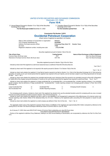 Thumbnail Occidental Petroleum 10-K Annual Report 2022