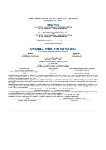 Thumbnail Occidental Petroleum 10-Q Quarterly Report FY2024 