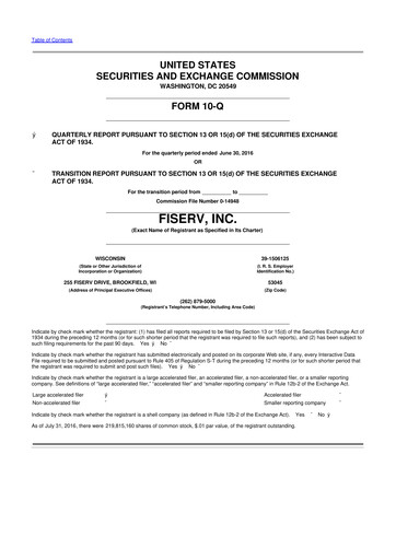 Thumbnail Fiserv 10-Q Quarterly Report FY2016 