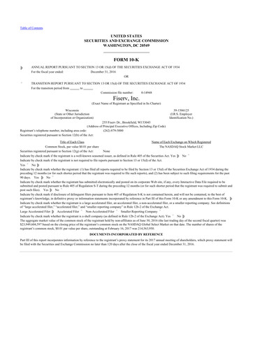 Thumbnail Fiserv 10-K Annual Report 2016