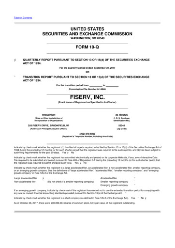 Thumbnail Fiserv 10-Q Quarterly Report FY2017 