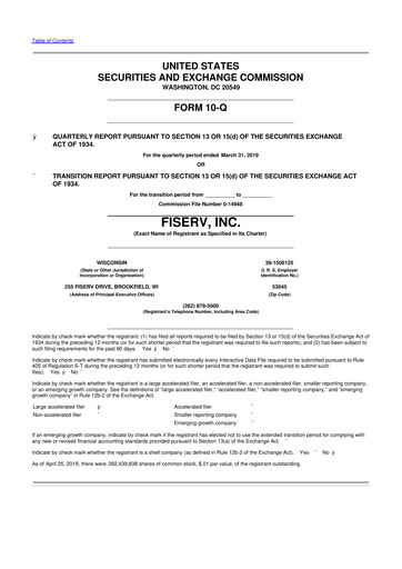 Thumbnail Fiserv 10-Q Quarterly Report FY2019 