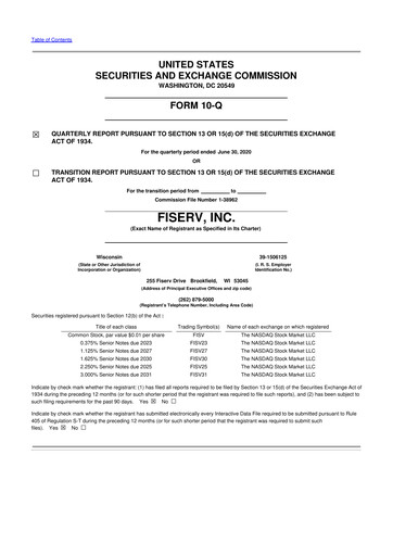 Thumbnail Fiserv 10-Q Quarterly Report FY2020 