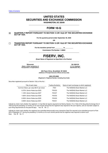 Thumbnail Fiserv 10-Q Quarterly Report FY2020 