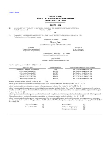 Thumbnail Fiserv 10-K Annual Report 2020