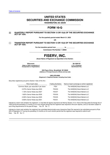 Thumbnail Fiserv 10-Q Quarterly Report FY2023 