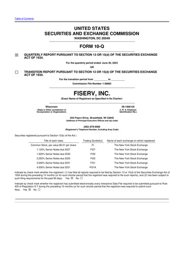 Thumbnail Fiserv 10-Q Quarterly Report FY2023 