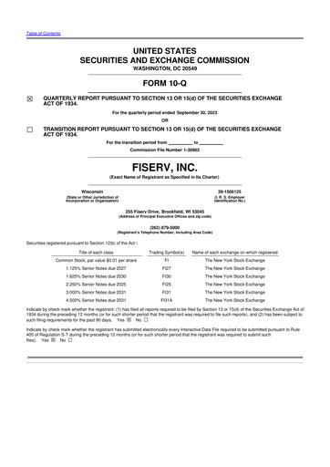 Thumbnail Fiserv 10-Q Quarterly Report FY2023 