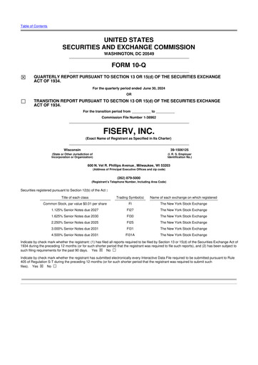 Thumbnail Fiserv 10-Q Quarterly Report FY2024 