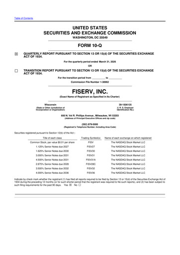 Thumbnail Fiserv 10-Q Quarterly Report FY2026 
