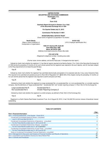 Thumbnail Centerspace 10-Q Quarterly Report FY2014 