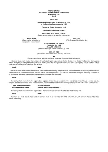 Thumbnail Centerspace 10-Q Quarterly Report FY2014 