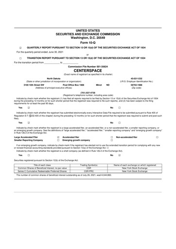 Thumbnail Centerspace 10-Q Quarterly Report FY2021 