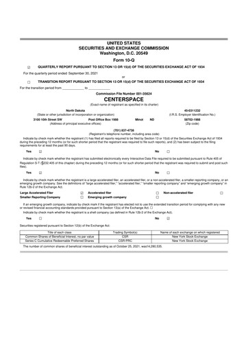 Thumbnail Centerspace 10-Q Quarterly Report FY2021 