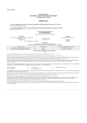 Thumbnail Centerspace 10-K Annual Report 2021