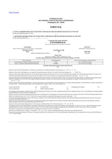 Thumbnail Centerspace 10-K Annual Report 2022