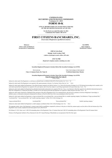 Thumbnail First Citizens BancShares
 10-K Annual Report 2014