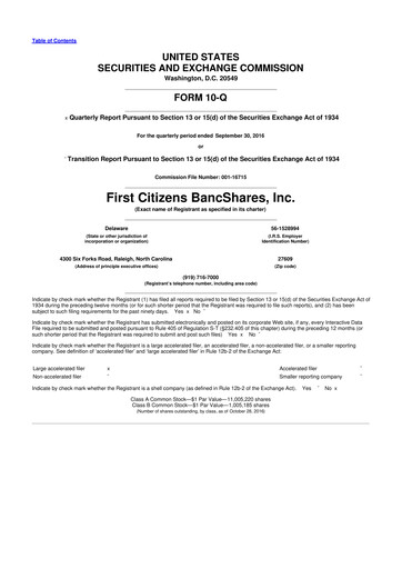 Thumbnail First Citizens BancShares
 10-Q Quarterly Report FY2016 