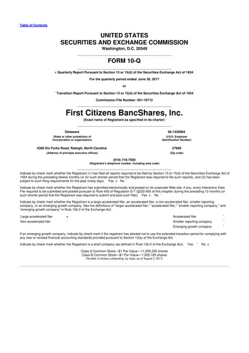 Thumbnail First Citizens BancShares
 10-Q Quarterly Report FY2017 