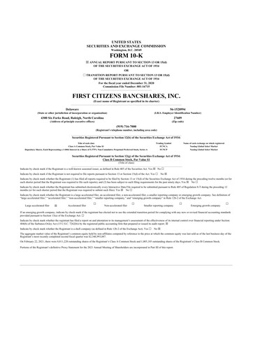 Thumbnail First Citizens BancShares
 10-K Annual Report 2020