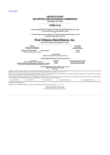 Thumbnail First Citizens BancShares
 10-Q Quarterly Report FY2021 