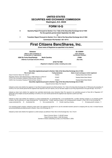 Thumbnail First Citizens BancShares
 10-Q Quarterly Report FY2025 