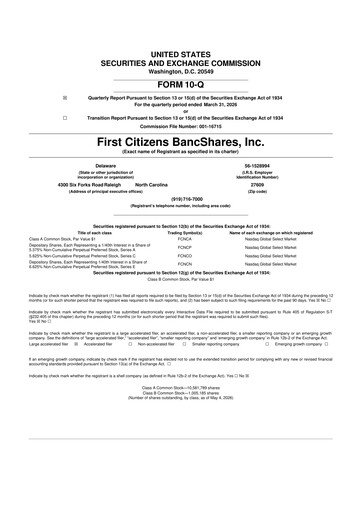 Vorschaubild First Citizens BancShares
 10-Q Quartalsbericht 2026 