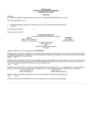 Vorschaubild Heartland Express 10-Q Quartalsbericht  