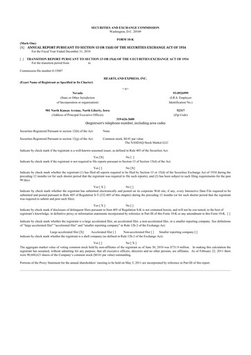 Thumbnail Heartland Express 10-K Annual Report 2010