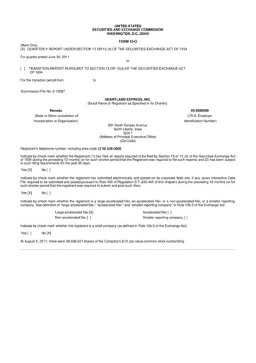 Vorschaubild Heartland Express 10-Q Quartalsbericht 2011 