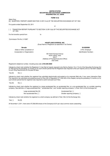 Vorschaubild Heartland Express 10-Q Quartalsbericht 2011 