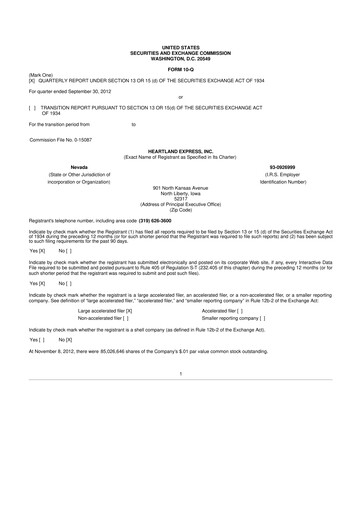 Vorschaubild Heartland Express 10-Q Quartalsbericht 2012 