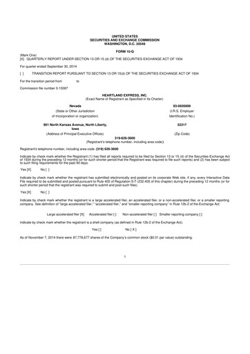 Vorschaubild Heartland Express 10-Q Quartalsbericht 2014 