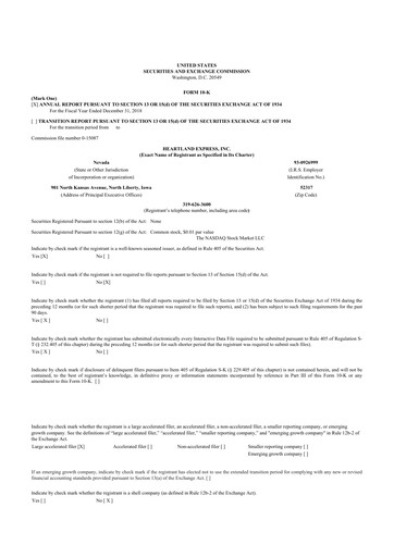 Thumbnail Heartland Express 10-K Annual Report 2018