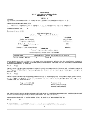 Vorschaubild Heartland Express 10-Q Quartalsbericht 2019 