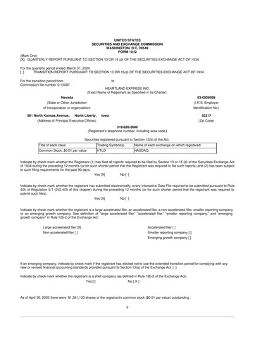 Vorschaubild Heartland Express 10-Q Quartalsbericht 2020 