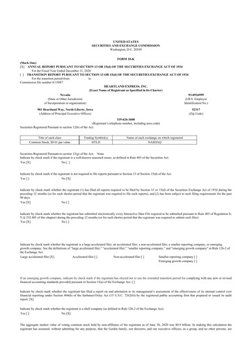 Thumbnail Heartland Express 10-K Annual Report 2020