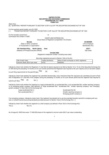 Vorschaubild Heartland Express 10-Q Quartalsbericht 2025 