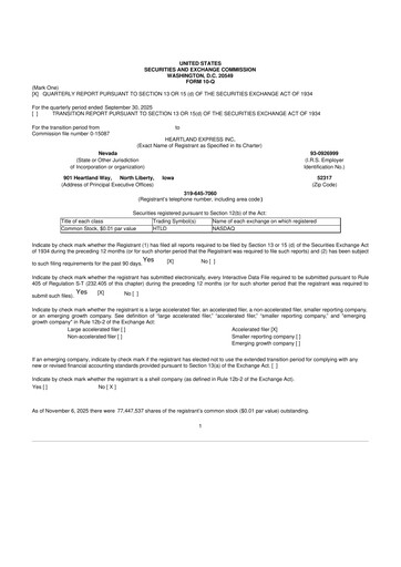 Vorschaubild Heartland Express 10-Q Quartalsbericht 2025 