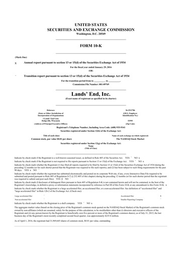 Thumbnail Lands' End
 10-K Annual Report 2015