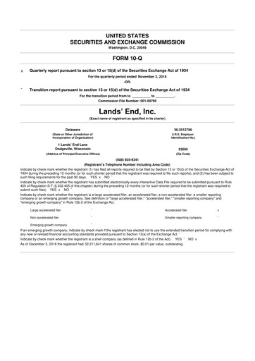 Thumbnail Lands' End
 10-Q Quarterly Report FY2018 